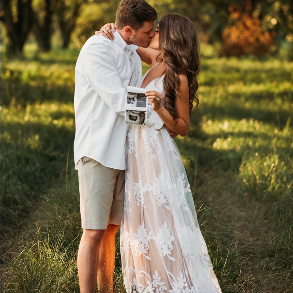 White Maxi dress maternity shoot